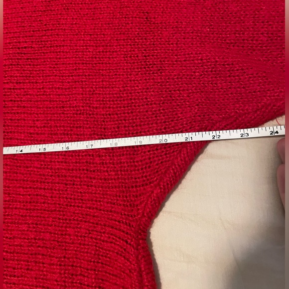 Vintage Abstract 1980s Wool Blend Red Sweater Brass Plum Women’s Medium - Picture 6 of 7